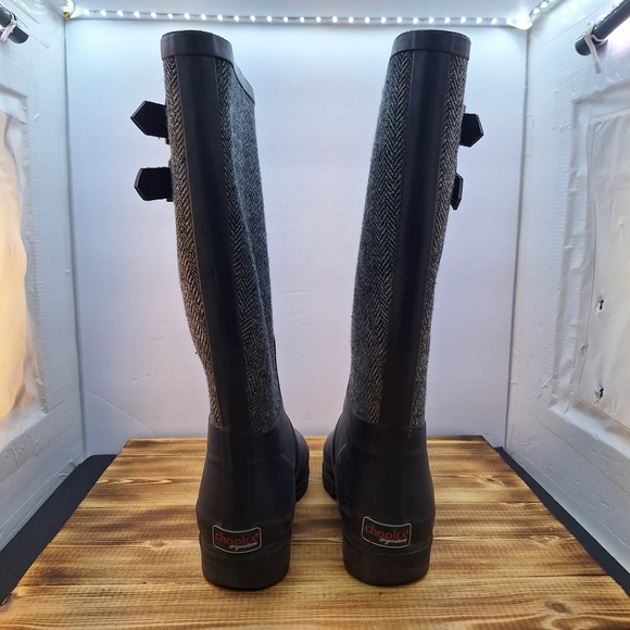 Chooka SIGNATURE BOOTS US 6 WOMEN BLACK & PLAID Waterproof RUBBER - Picture 5 of 8